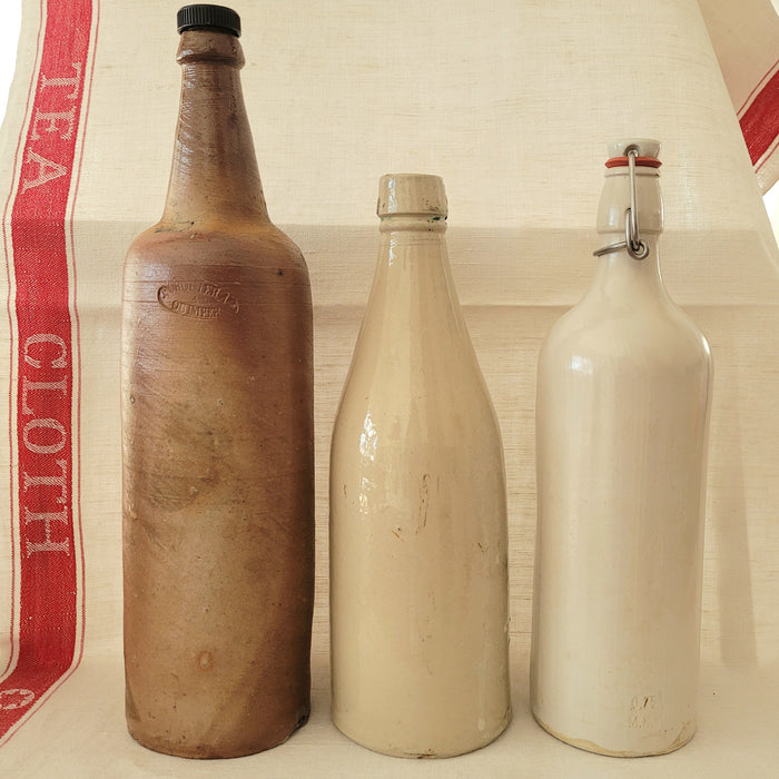 Large Vintage Brown Stoneware Bottle