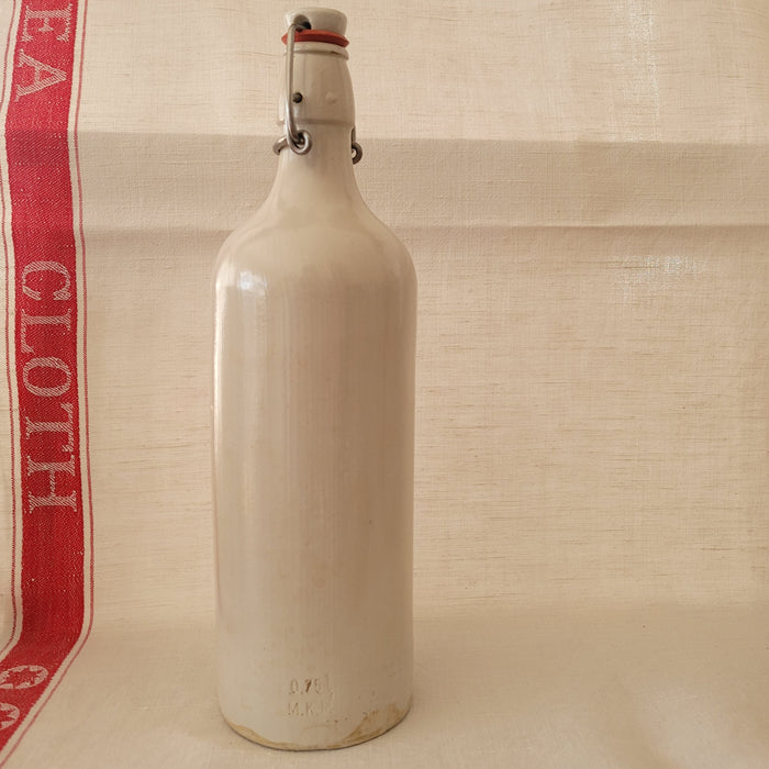 White Stoneware Bottle with Ceramic Topper