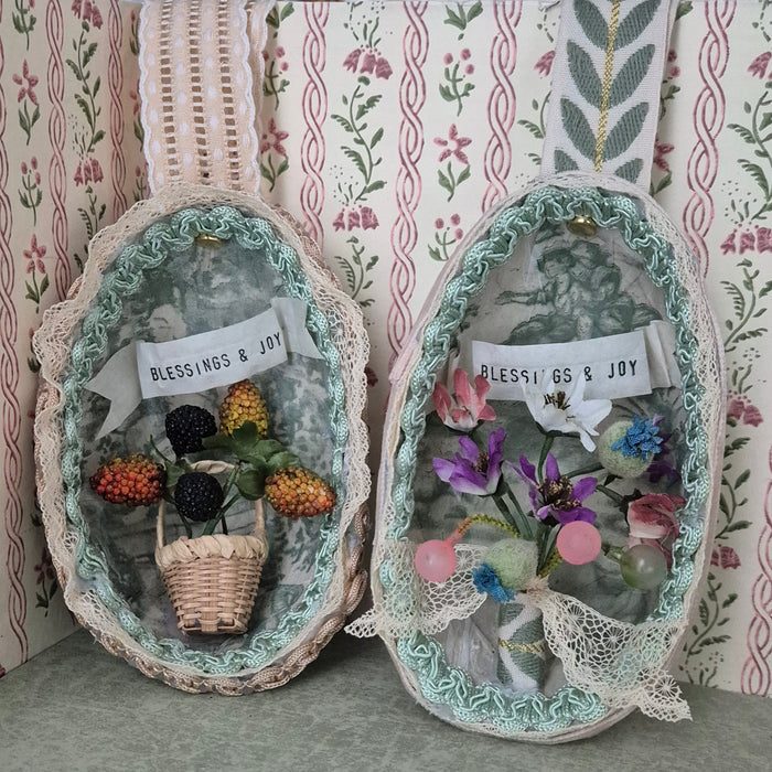 Victorian-Inspired Papier-Mache Easter Egg (Pastel Floral Bouquet)