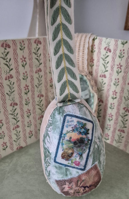 Victorian-Inspired Papier-Mache Easter Egg (Pastel Floral Bouquet)