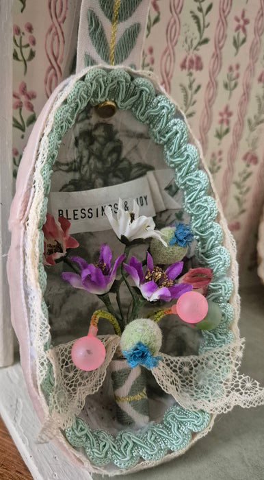 Victorian-Inspired Papier-Mache Easter Egg (Pastel Floral Bouquet)