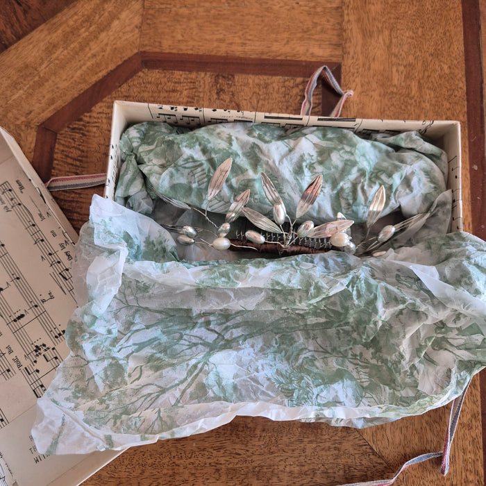 Handmade Olive Branch Tiara, Boxed