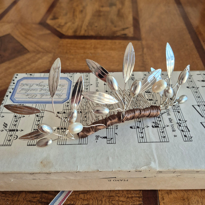 Handmade Olive Branch Tiara, Boxed