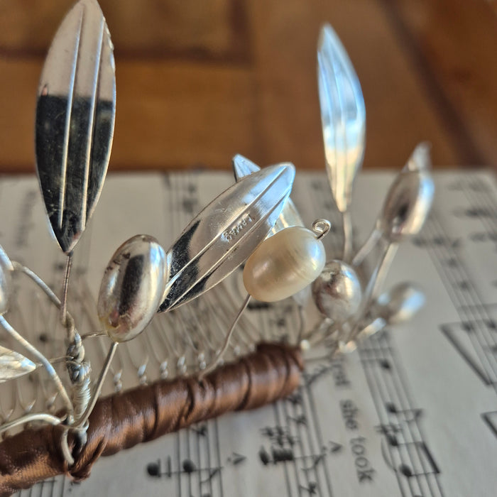 Handmade Olive Branch Tiara, Boxed