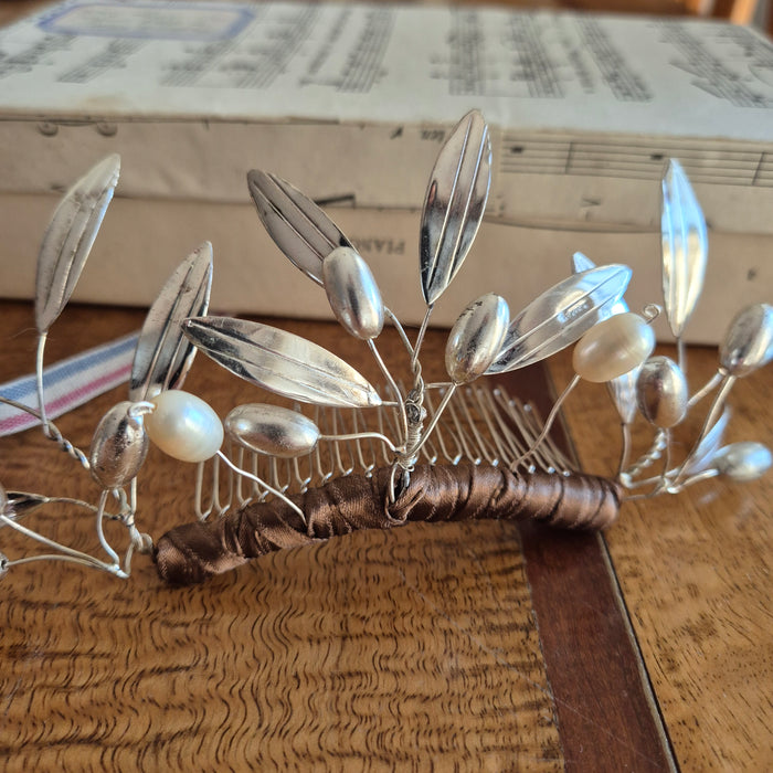 Handmade Olive Branch Tiara, Boxed