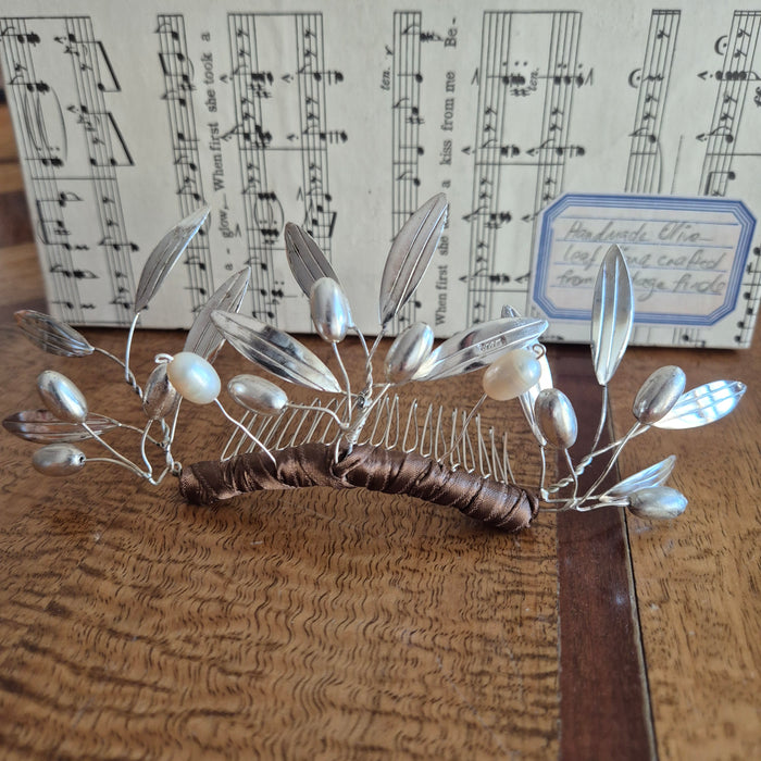 Handmade Olive Branch Tiara, Boxed