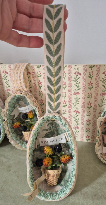 Victorian-Inspired Papier-Mache Easter Egg Style 5 (Berry Basket 2)