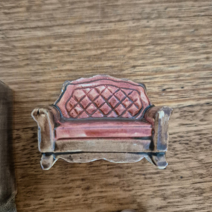Vintage Miniature Ceramic Furniture Set, 4 Pieces, Likely Made in Japan