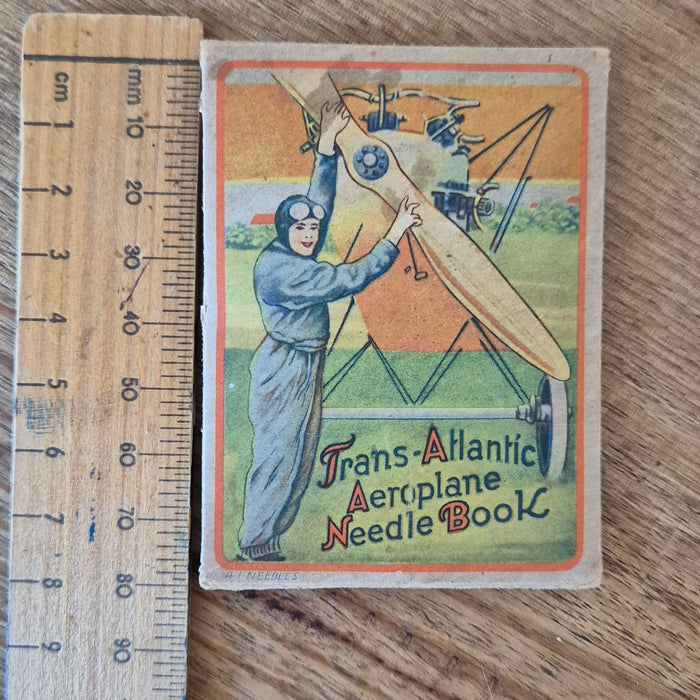 Vintage Trans-Atlantic Aeroplane Needle Book, with Contents