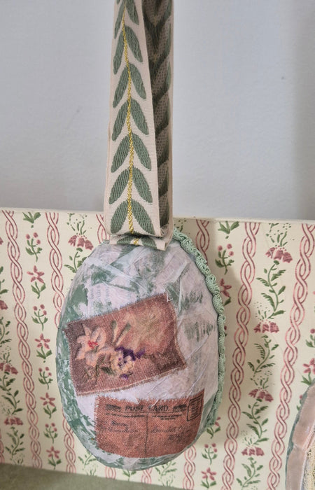 Victorian-Inspired Papier-Mache Easter Egg Style 3 (Ceramic Bunny)