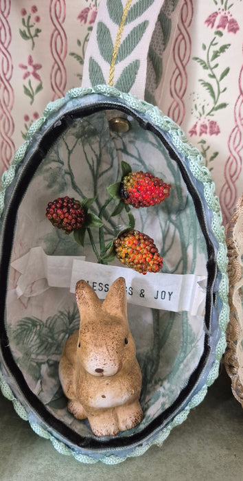 Victorian-Inspired Papier-Mache Easter Egg Style 3 (Ceramic Bunny)