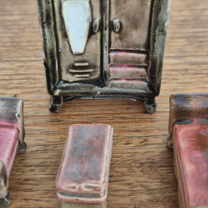 Vintage Miniature Ceramic Furniture Set, 4 Pieces, Likely Made in Japan