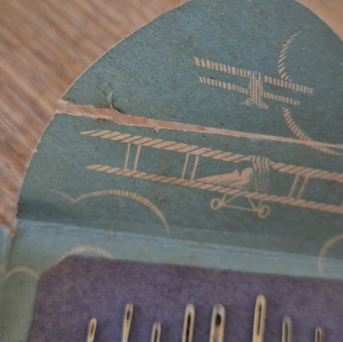 Vintage Trans-Atlantic Aeroplane Needle Book, with Contents