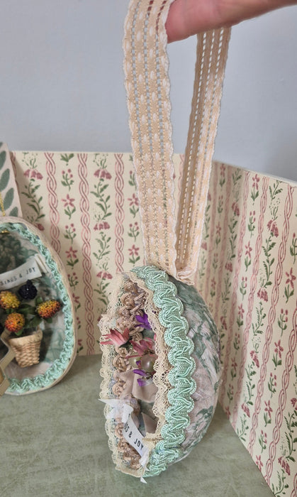 Victorian-Inspired Papier-Mache Easter Egg Style 6 (Pink Bouquet)