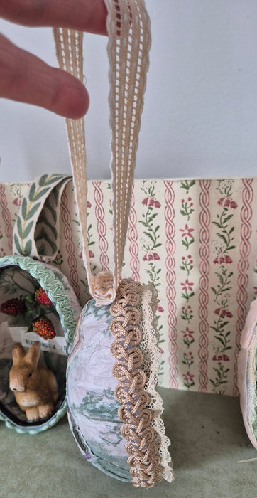 Victorian-Inspired Papier-Mache Easter Egg Style 4 (Berry Basket 1)