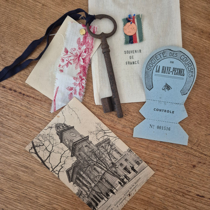 Authentic French Chateau Key & Ephemera in Gift Bag