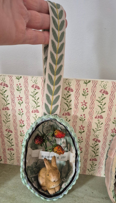 Victorian-Inspired Papier-Mache Easter Egg Style 3 (Ceramic Bunny)