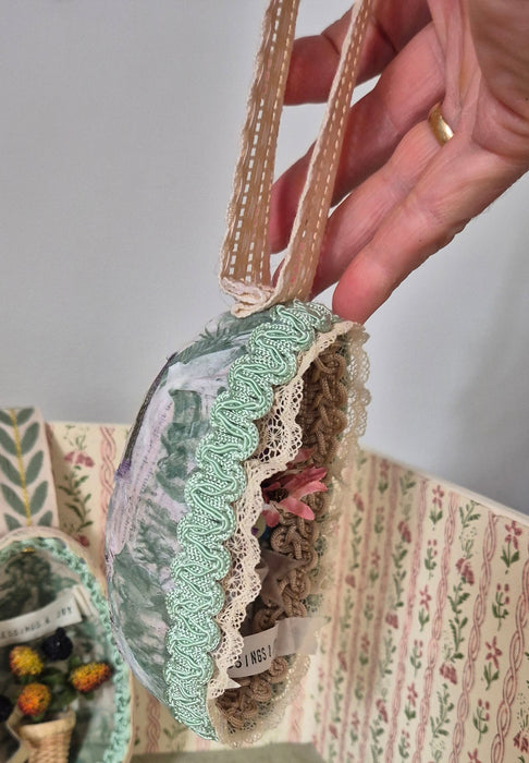 Victorian-Inspired Papier-Mache Easter Egg Style 6 (Pink Bouquet)