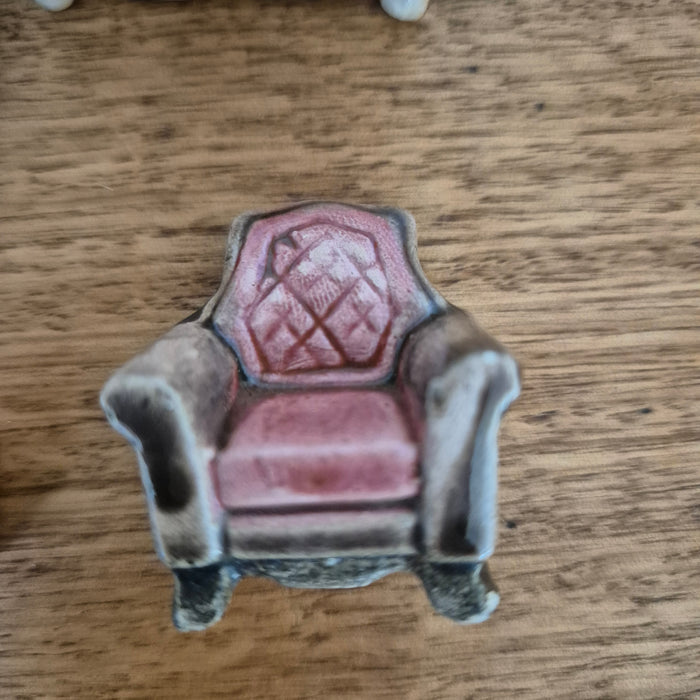 Vintage Miniature Ceramic Furniture Set, 4 Pieces, Likely Made in Japan