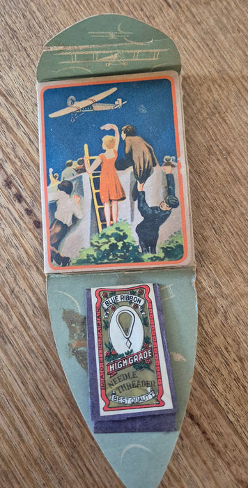 Vintage Trans-Atlantic Aeroplane Needle Book, with Contents