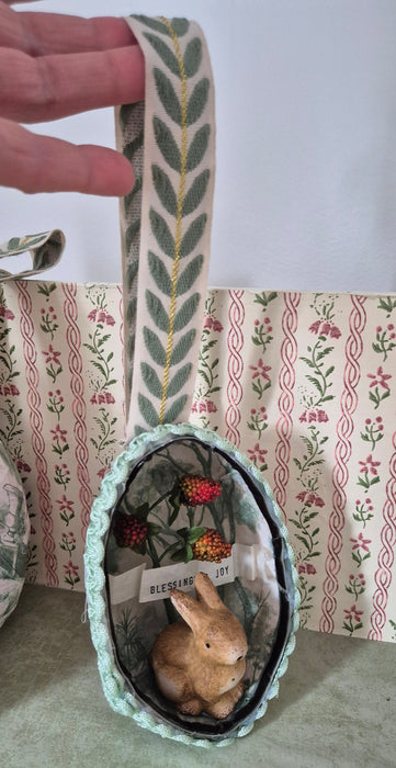 Victorian-Inspired Papier-Mache Easter Egg Style 3 (Ceramic Bunny)