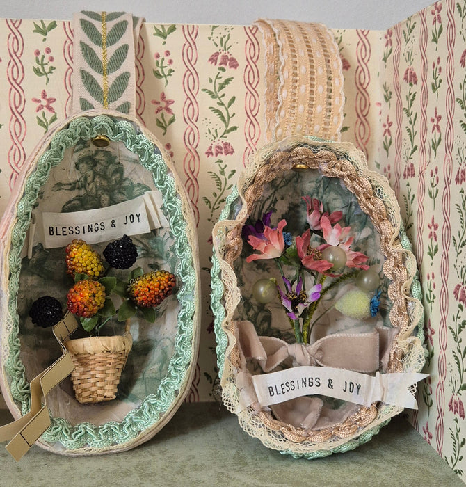 Victorian-Inspired Papier-Mache Easter Egg Style 6 (Pink Bouquet)